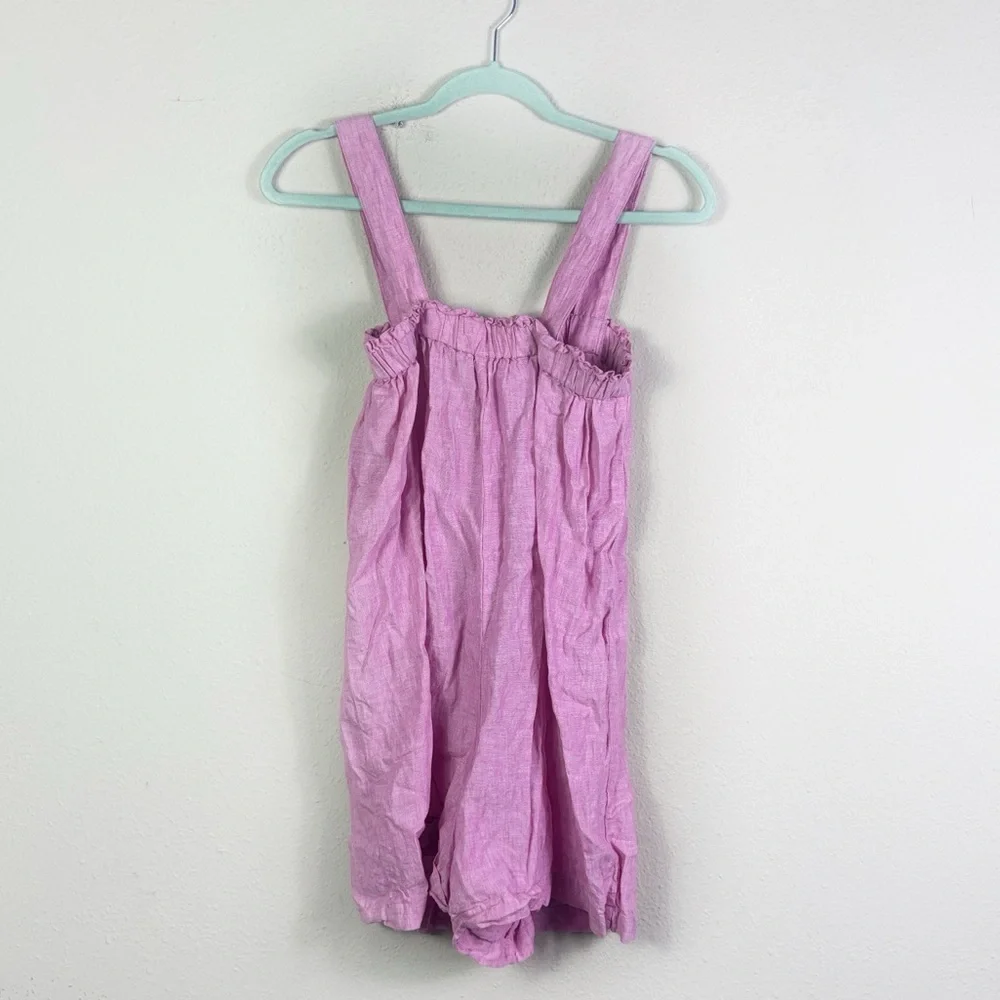 J. Crew Relaxed 100% linen romper in pink size XS
